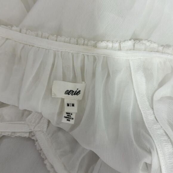 Aerie Ruffle Trim Relaxed Fit Sheer Cape In White Size M - Picture 7 of 11